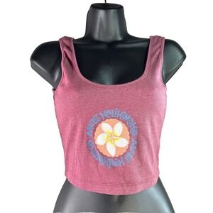 Roxy Y2K Pink Graphic Crop‎ Tank Top Sleeveless Festival Summer SP NWT